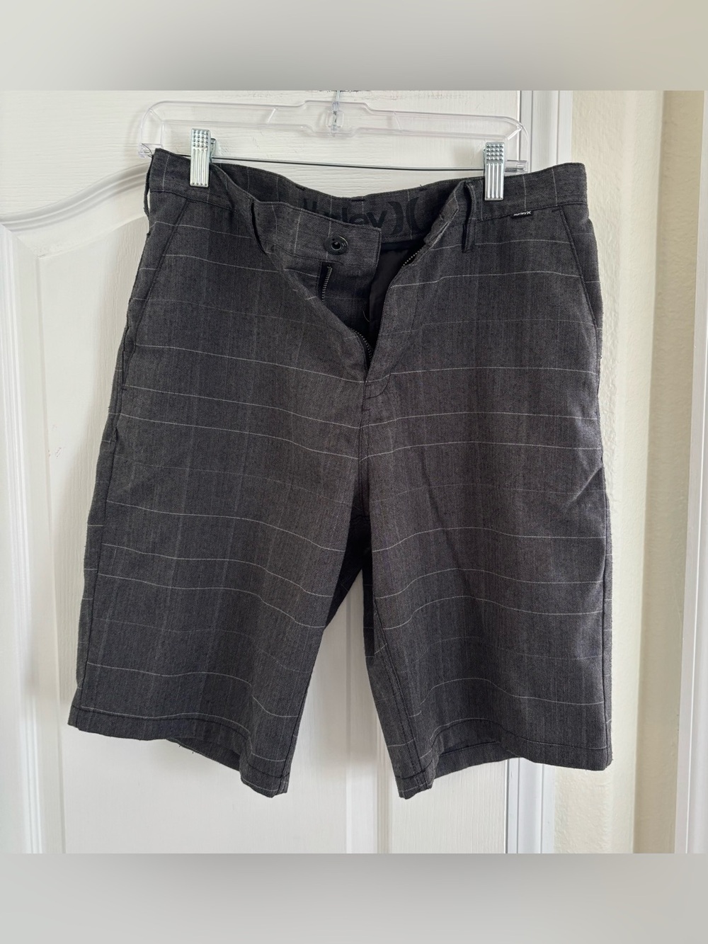 Hurley Charcoal Windowpane Flat Front Shorts
